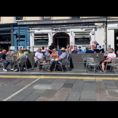 The Kirkside Bar outside terrace on a sunny day